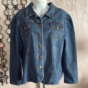 Embellished Denim Jacket with Stud Details